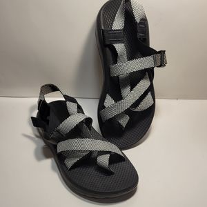 Chaco Black and White Sport Sandals with Adjustable Straps